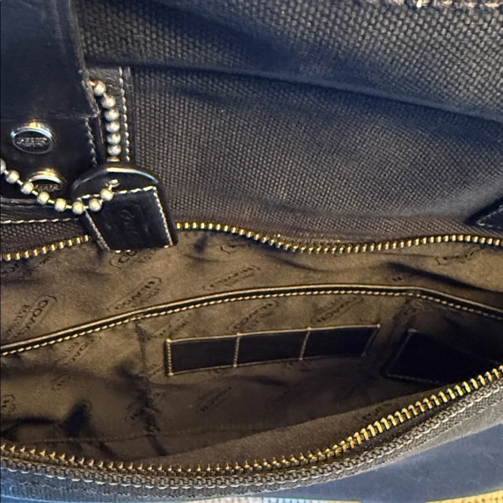 Coach Leatherware Commuter Briefcase Bag Black Canvas With Shoulder Strap.
